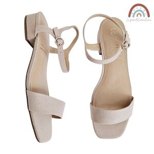 New! Lauren Conrad Faux Suede Block Heel Square Toe Sandals